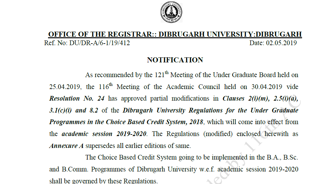 Dibrugarh University Regulations – Laluk College